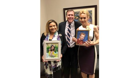 Pictured in the photo are Janet Demeter of Agua Dulce (with a photo of her son Jack), Senator Wilk, Joana Sandoval of Hawthorne (with a photo of her daughter Katelyn Kin). Both women lost their children to DIPG.