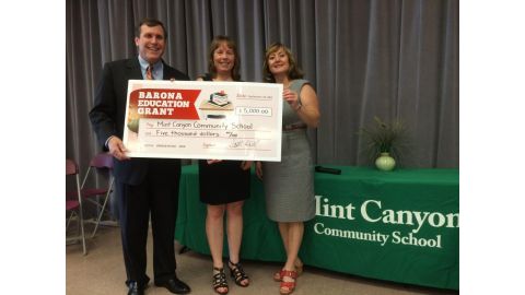 Wilk presents $5,000 Barona Education Grant to  Mint Canyon Community School