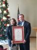 Senator Wilk honors Iris Gutierrez, owner of FUERZA Marketing and Advertising as the Small Business of the Month
